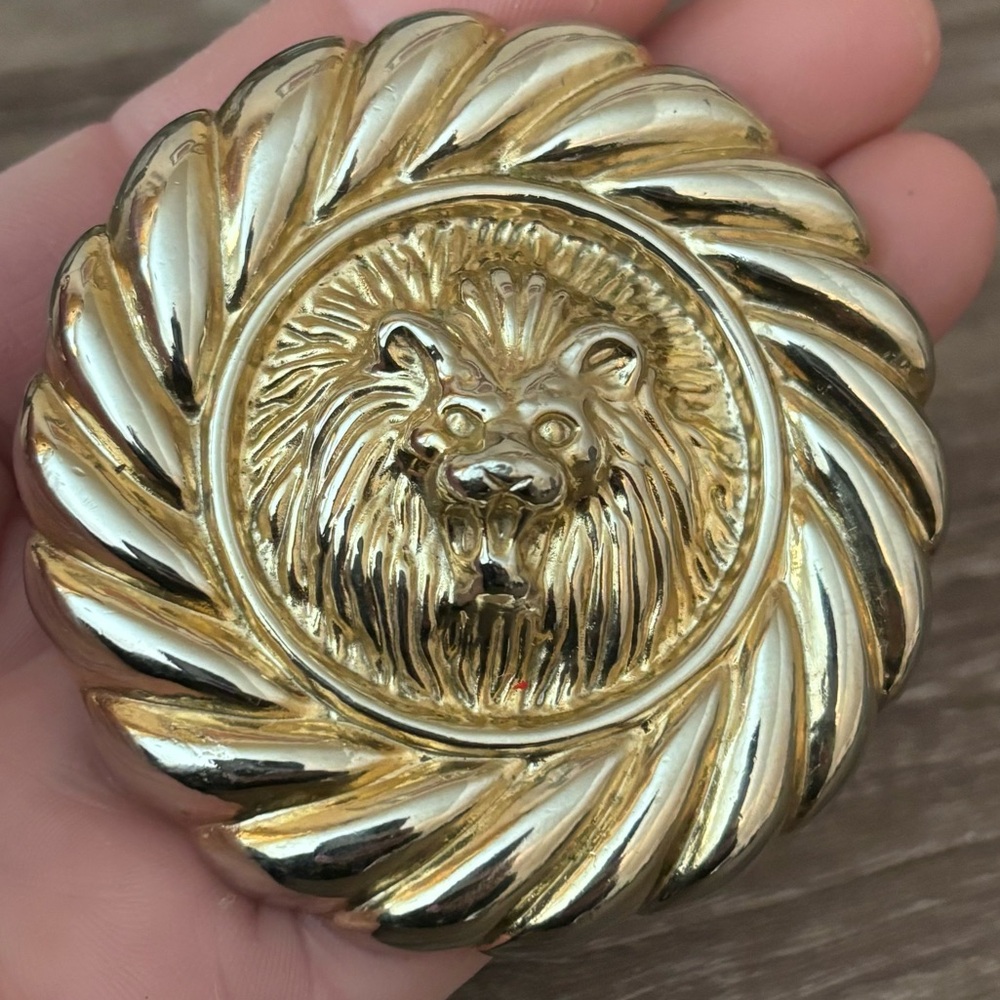 Vintage Motion East Lion Head Belt Buckle/Scarf Clip!